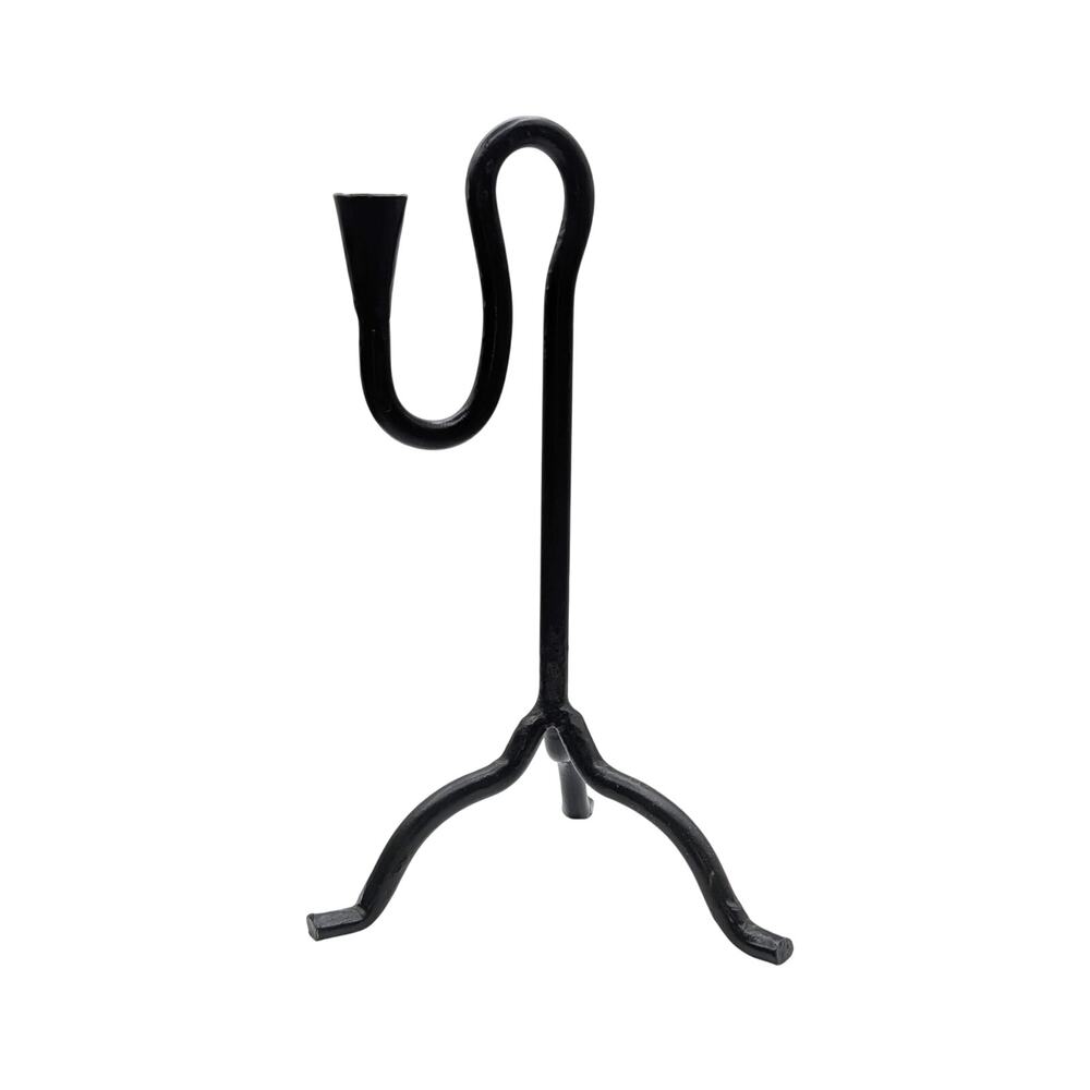 Hand Forged Wrought Iron Blacksmith Made Mid-Century Modern Candlestick Holder